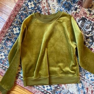 Green velvet sweater